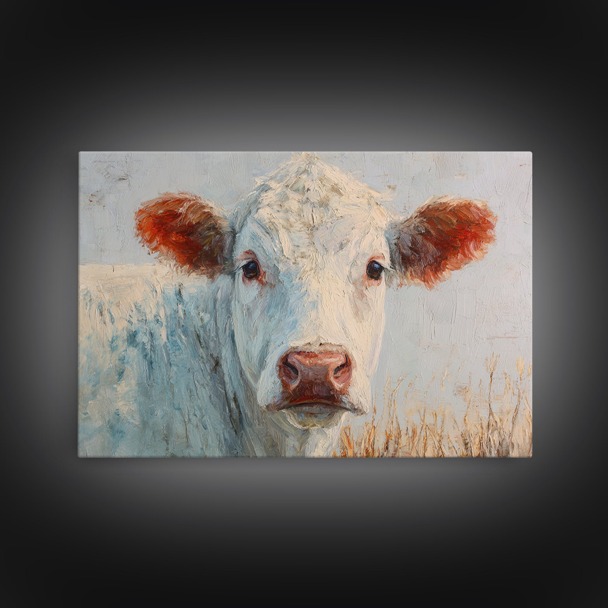 White Cow Portrait Canvas Print, Farmhouse Art, Farmhouse Wall Art, Farmhouse Decor, Fine Art, Harvest, Luxury Decor, FAR-3x2-29