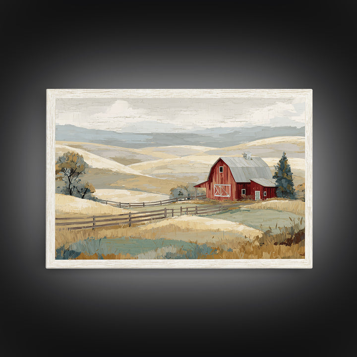 Country Landscape with Fence and Rolling Hills Canvas Print, Farmhouse Art, Farmhouse Decor, Fine Art, Harvest, Gallery Wall, FAR-3x2-42