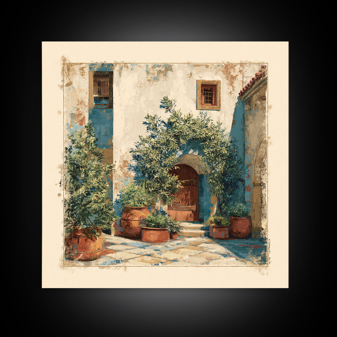 Olive Branch Wreath on Cream Ground Canvas Print, French Country Art, Printable Art, Farmhouse Decor, Fine Art, Country, FCA-1x1-22