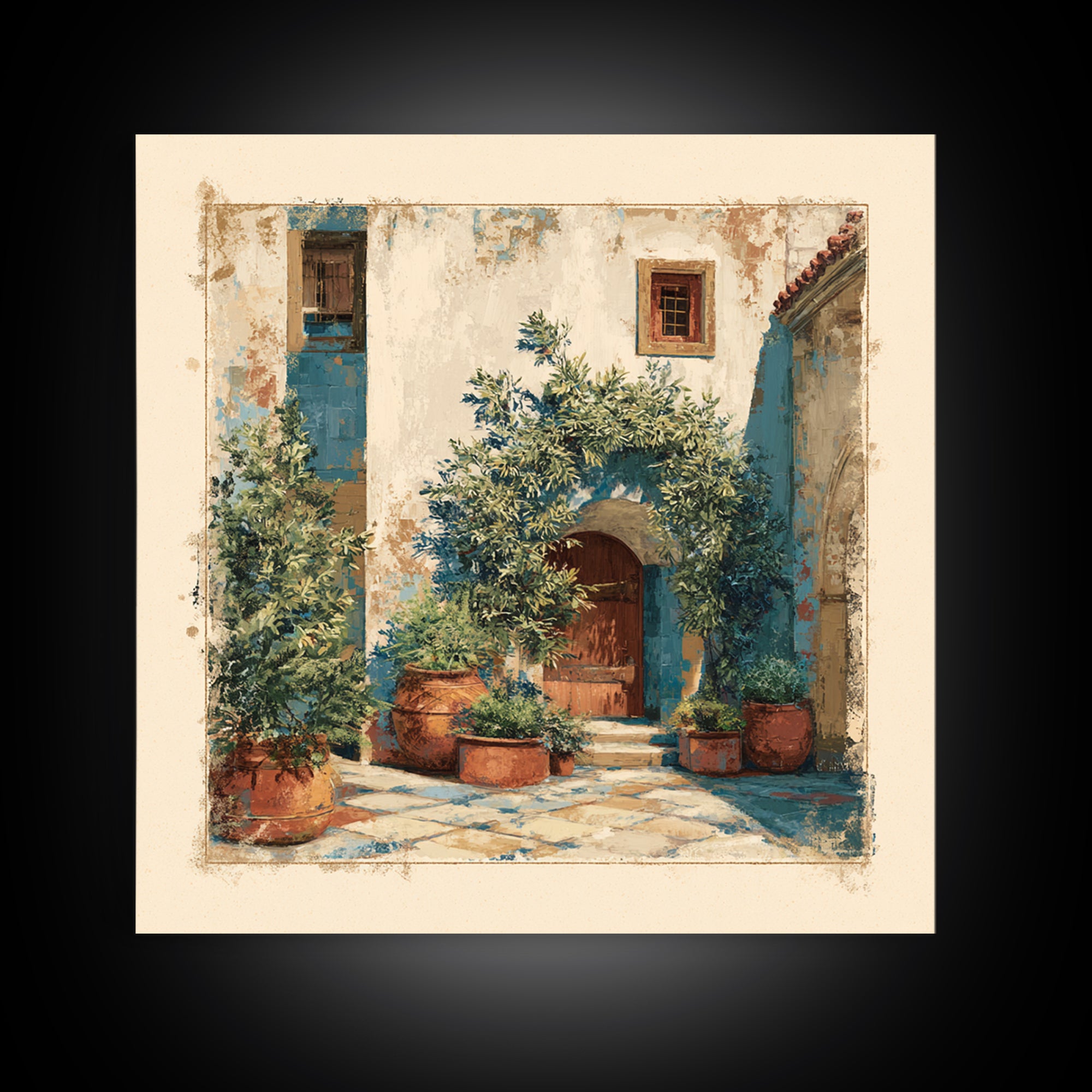 Olive Branch Wreath on Cream Ground Canvas Print, French Country Art, Printable Art, Farmhouse Decor, Fine Art, Country, FCA-1x1-22