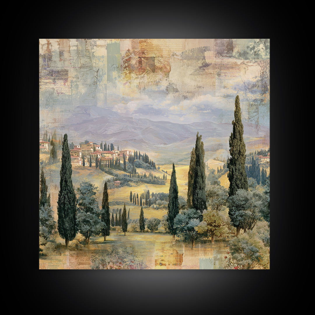 Country Lane Lined Canvas Print, French Country Art, Farmhouse Decor, Abstract Art, Country, Coastal Wall Art, FCA-1x1-23