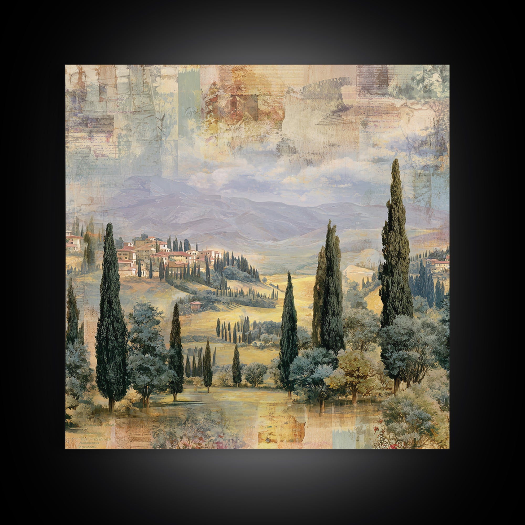 Country Lane Lined Canvas Print, French Country Art, Farmhouse Decor, Abstract Art, Country, Coastal Wall Art, FCA-1x1-23