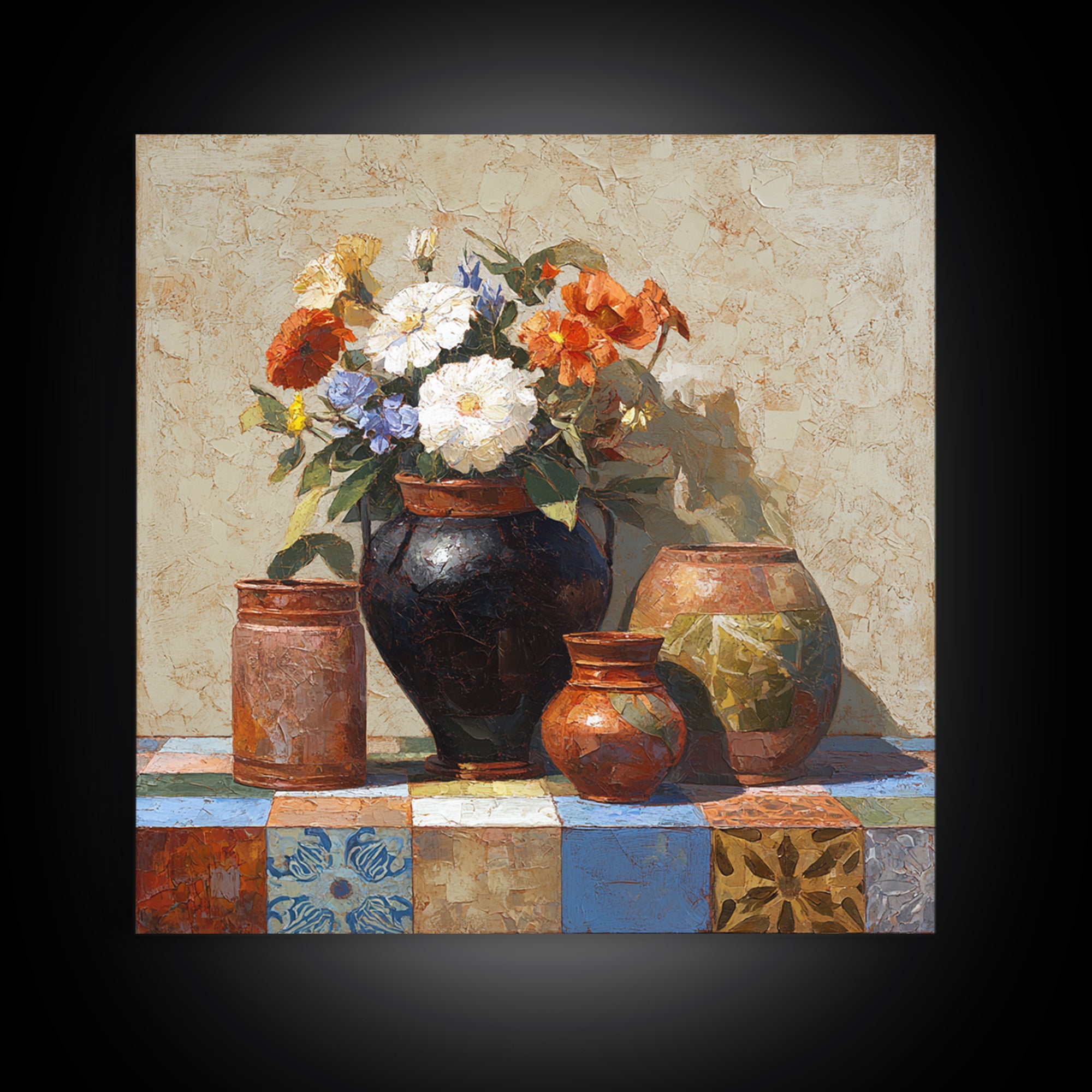 Antique Copper Pot and Flowers Still Life Canvas Print, French Country Art, French Country Decor, Farmhouse Decor, Country, FCA-1x1-24