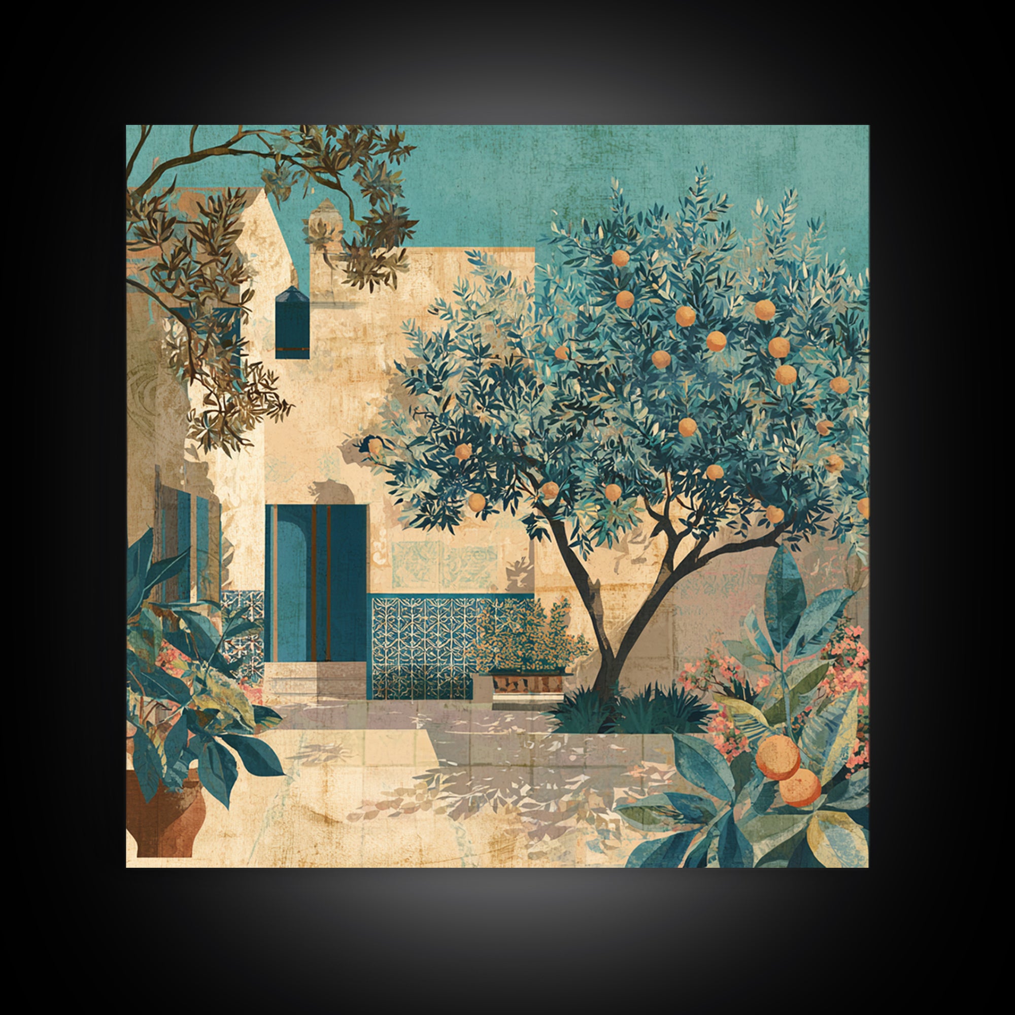Sunlit Provence Olive Grove Framed Canvas Print, French Country Art, Eclectic Wall Art, Farmhouse Decor, Fine Art, Country, FCA-1x1-29