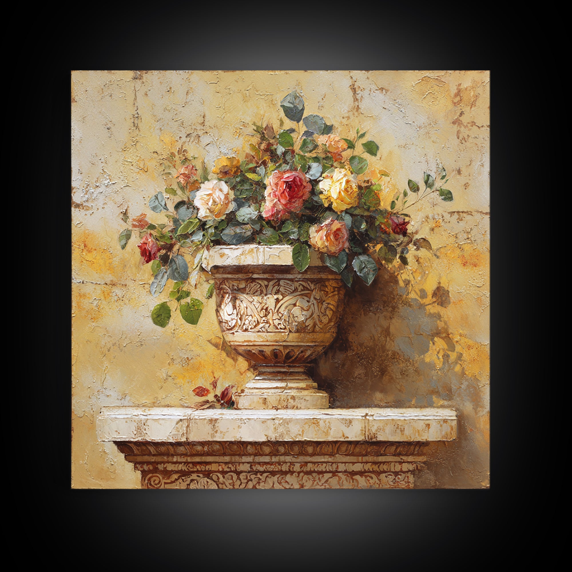 Ch Teau Garden Urn Framed Canvas Print, French Country Art, Farmhouse Wall Decor, Farmhouse Decor, Fine Art, Country, FCA-1x1-43