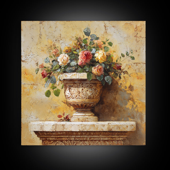 Ch Teau Garden Urn Framed Canvas Print, French Country Art, Farmhouse Wall Decor, Farmhouse Decor, Fine Art, Country, FCA-1x1-43