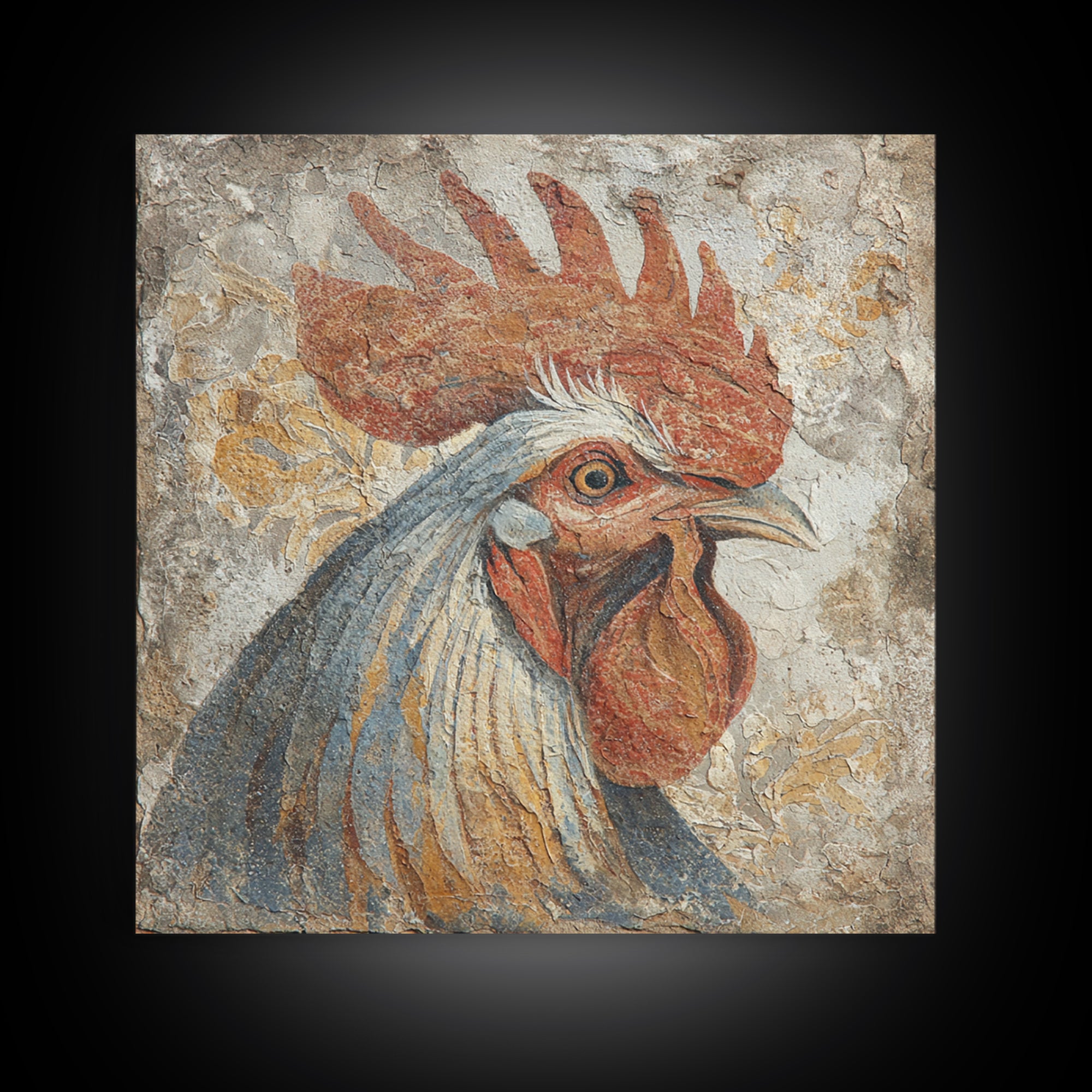 Rooster Portrait in Rustic French Palette Canvas Print, French Country Art, Botanical Prints, Farmhouse Decor, Country, FCA-1x1-50