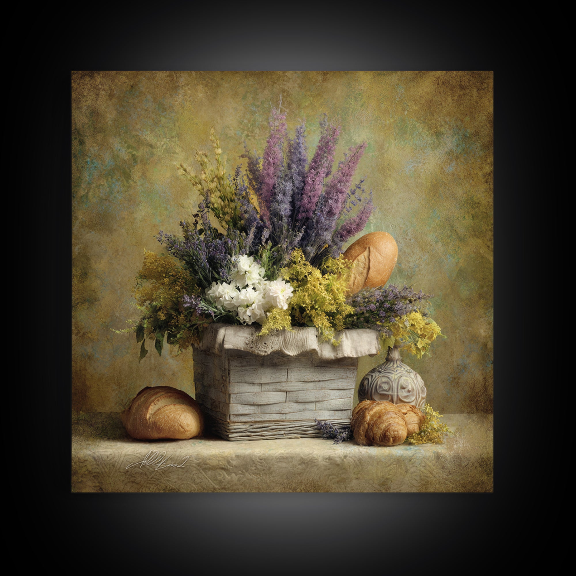 French Market Basket Canvas Print, French Country Art, French Country, Farmhouse Decor, Fine Art, Country, Statement Artwork, FCA-1x1-55