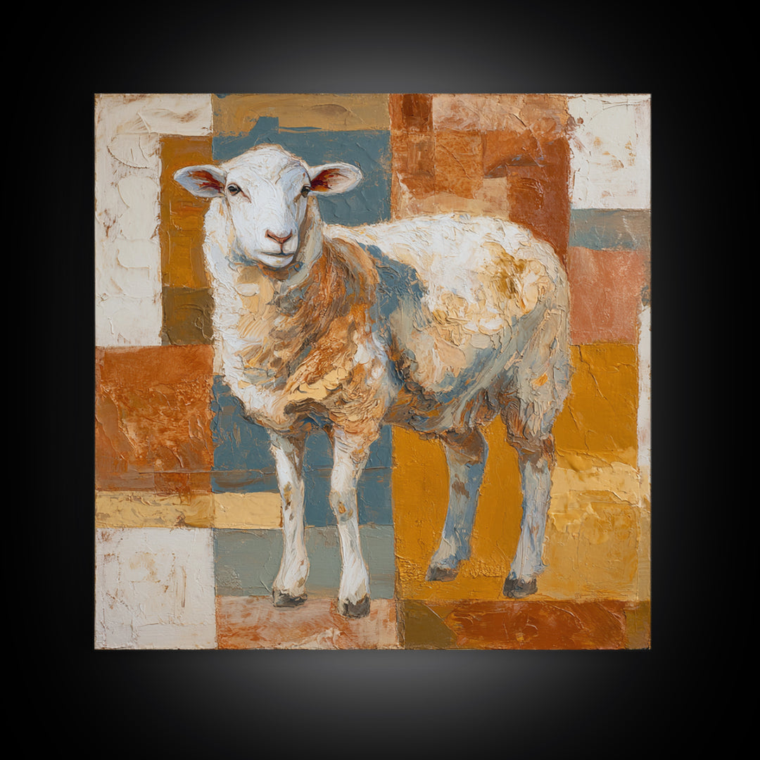 Pastoral Sheep in Rolling Countryside Framed Canvas Print, French Country Art, Floral Wall Art, Farmhouse Decor, Country, FCA-1x1-62