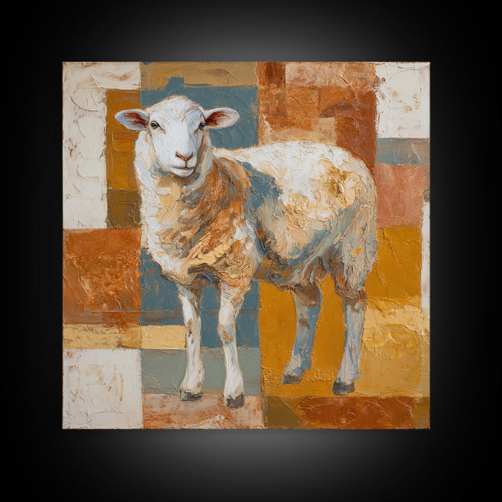 Pastoral Sheep in Rolling Countryside Framed Canvas Print, French Country Art, Floral Wall Art, Farmhouse Decor, Country, FCA-1x1-62