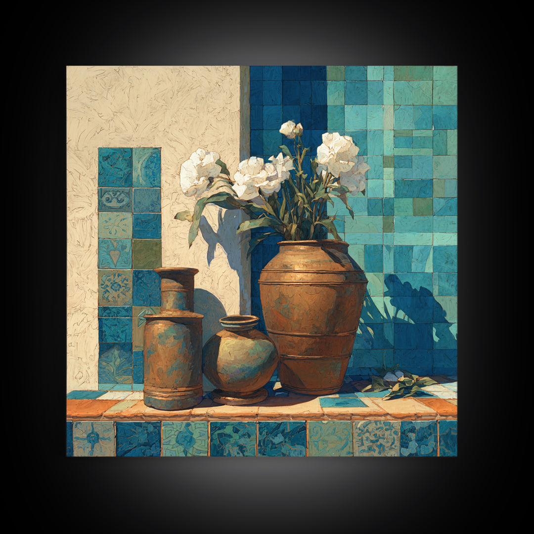 Antique Copper Pot and Flowers Still Life Canvas Print, French Country Art, French Country Decor, Farmhouse Decor, Country, FCA-1x1-72
