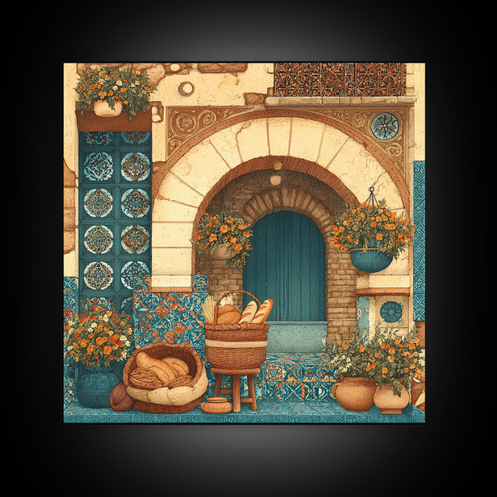 French Market Basket Framed Canvas Print, French Country Art, Above Bed Art, Farmhouse Decor, Fine Art, Country, FCA-1x1-79
