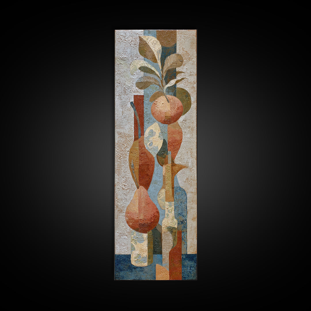 Pear Still Life on Linen Tablecloth Canvas Print, French Country Art, Landscape Painting, Farmhouse Decor, Abstract Art, FCA-1x3-16