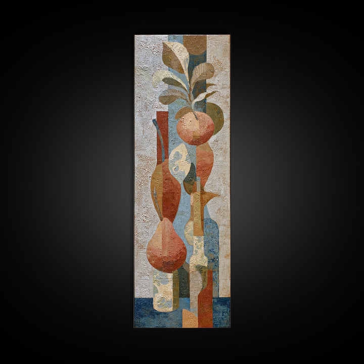 Pear Still Life on Linen Tablecloth Canvas Print, French Country Art, Landscape Painting, Farmhouse Decor, Abstract Art, FCA-1x3-16