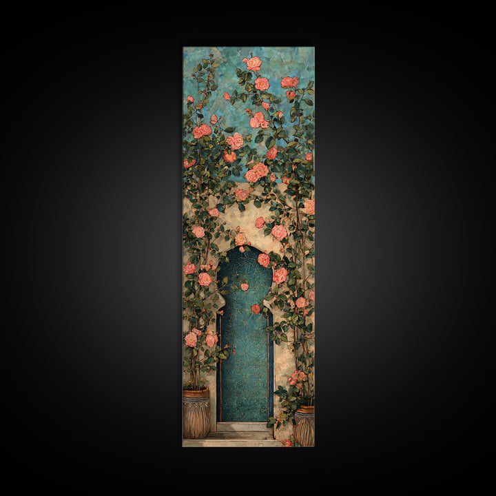 Rustic Door Covered Framed Canvas Print, French Country Art, Floral Wall Art, Farmhouse Decor, Fine Art, Country, Gallery Decor, FCA-1x3-29
