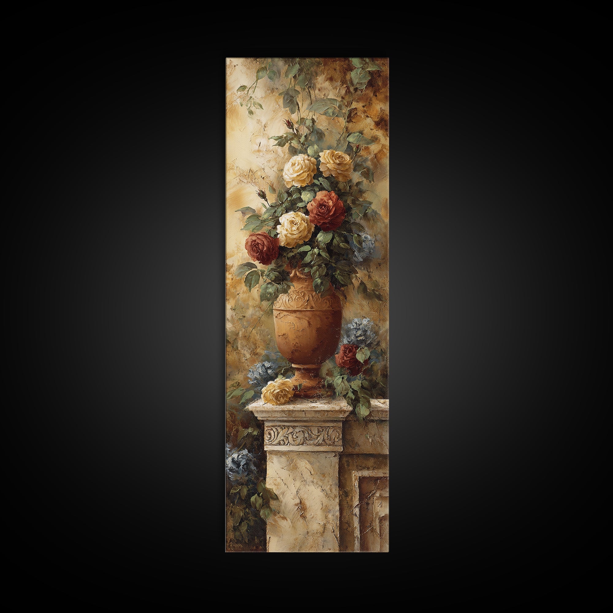 Ch Teau Garden Urn Framed Canvas Print, French Country Art, Above Bed Art, Farmhouse Decor, Fine Art, Country, FCA-1x3-31