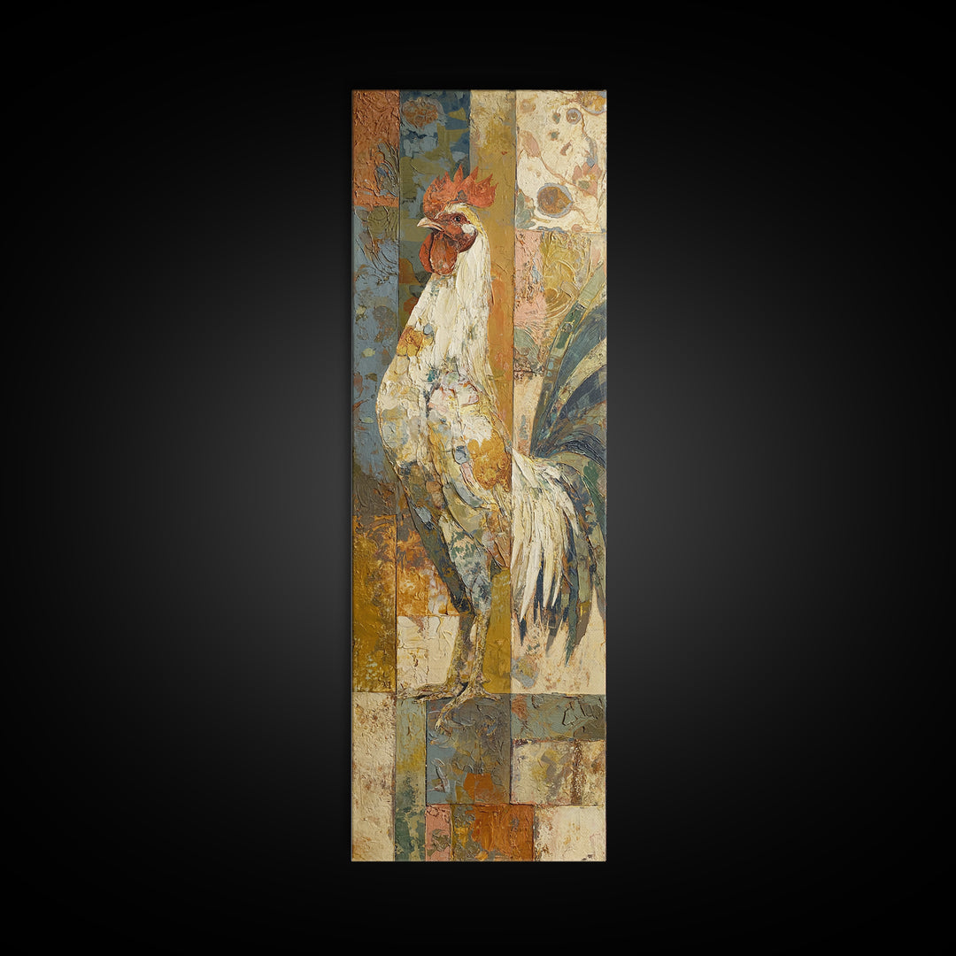 Rooster Portrait in Rustic French Palette Canvas Print, French Country Art, Botanical Prints, Farmhouse Decor, Country, FCA-1x3-38