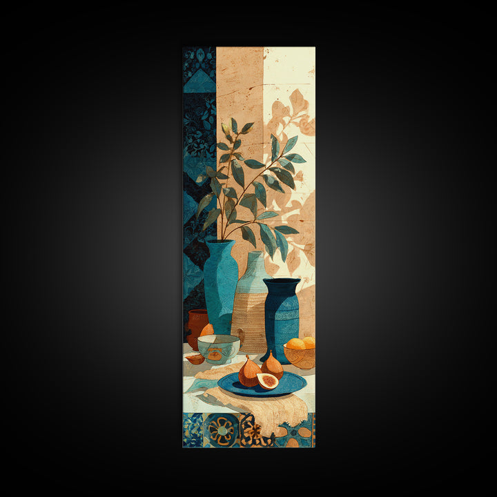 Figs on Ceramic Plate Framed Canvas Print, French Country Art, Digital Art Prints, Farmhouse Decor, Fine Art, Country, FCA-1x3-4