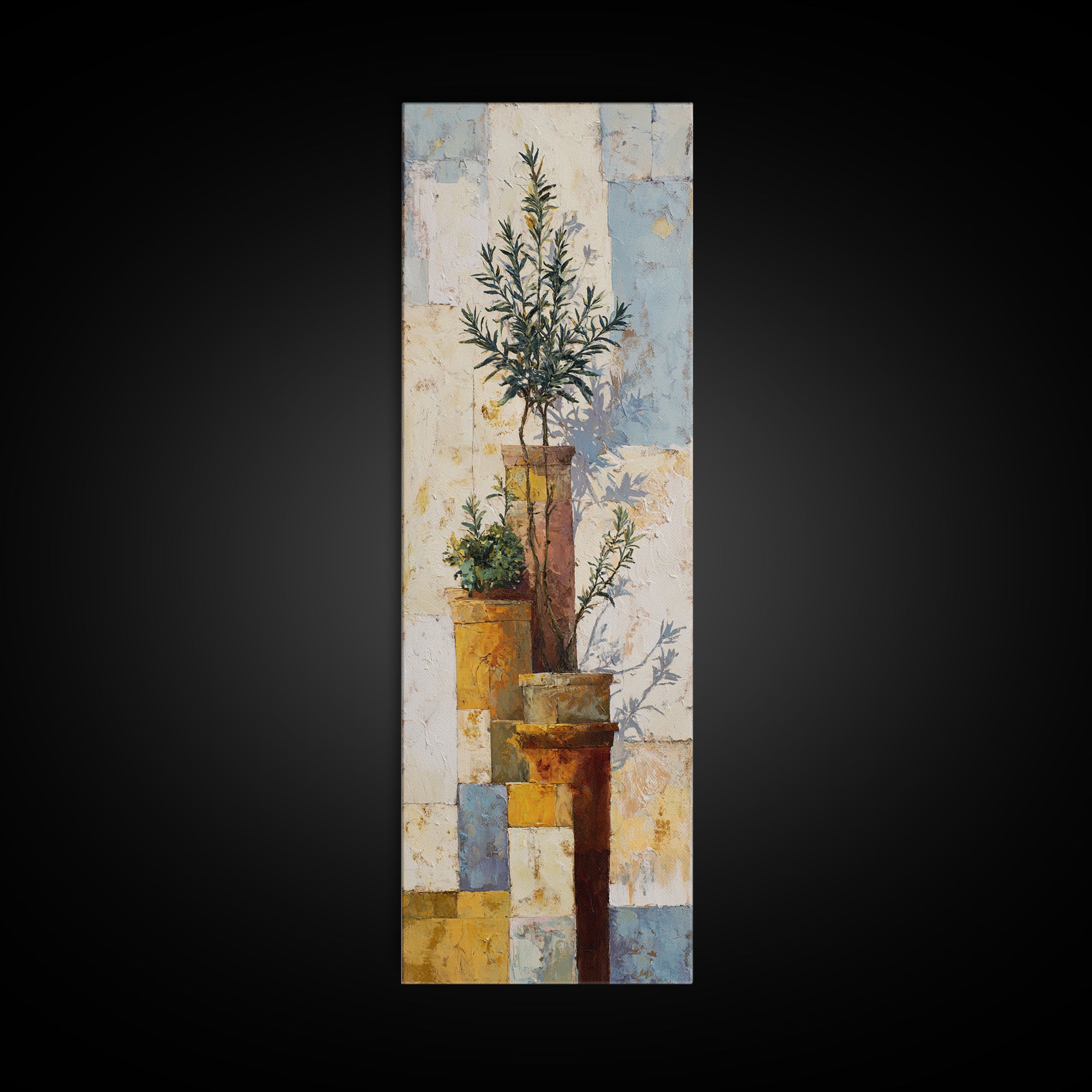 Terra Cotta Pots Framed Canvas Print, French Country Art, Neutral Decor, Farmhouse Decor, Fine Art, Country, Wall Art, FCA-1x3-47