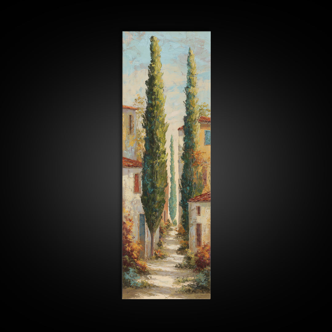 Country Lane Lined Canvas Print, French Country Art, Statement Artwork, Farmhouse Decor, Fine Art, Country, Digital Art, FCA-1x3-59