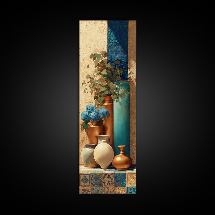 Antique Copper Pot and Flowers Still Life Canvas Print, French Country Art, Gallery Decor, Farmhouse Decor, Fine Art, Country, FCA-1x3-60