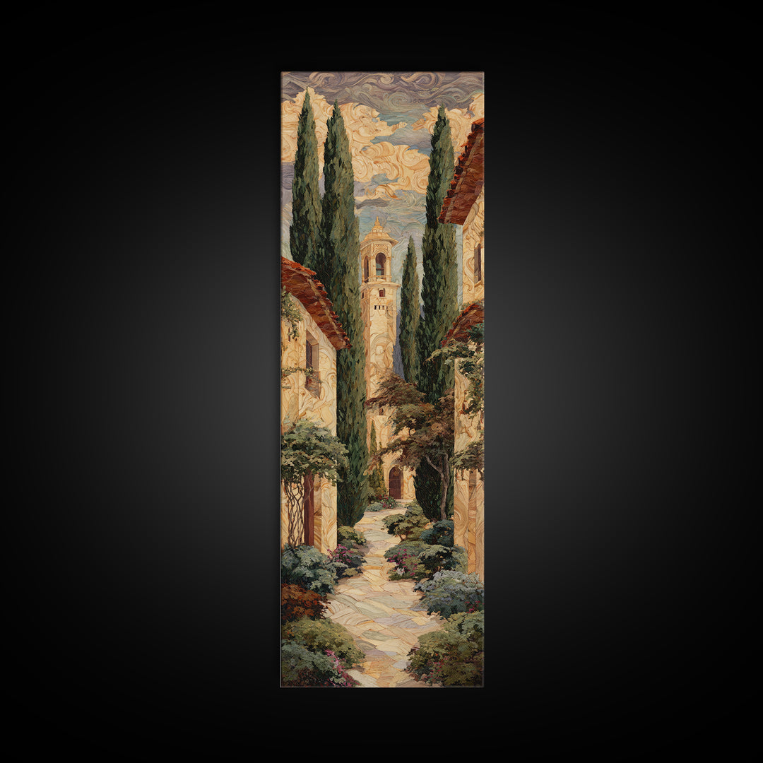Country Lane Lined Framed Canvas Print, French Country Art, Textured Painting, Farmhouse Decor, Abstract Art, Country, FCA-1x3-83