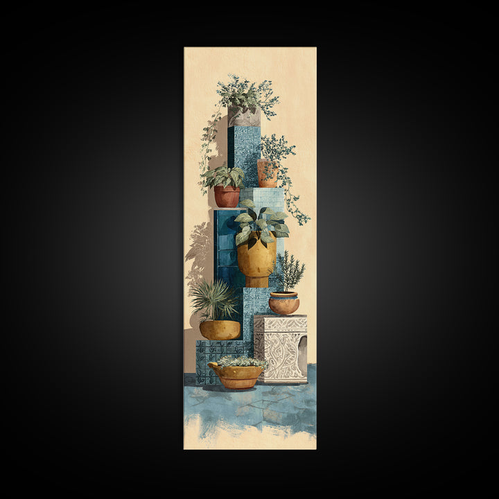 Terra Cotta Pots Canvas Print, French Country Art, Original Painting, Farmhouse Decor, Fine Art, Country, Coastal Wall Art, FCA-1x3-95