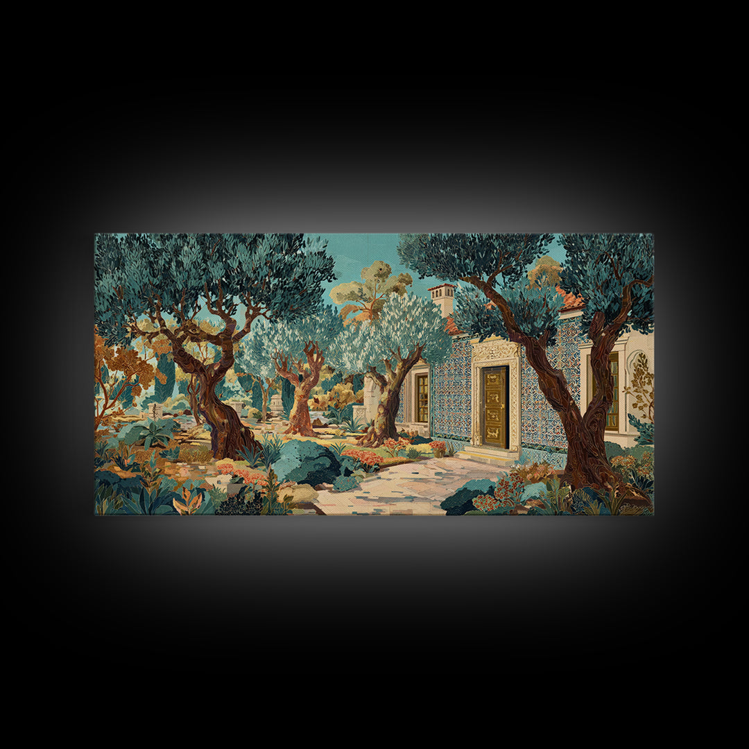 Sunlit Provence Olive Grove Framed Canvas Print, French Country Art, Neutral Decor, Farmhouse Decor, Fine Art, Country, FCA-2x1-1