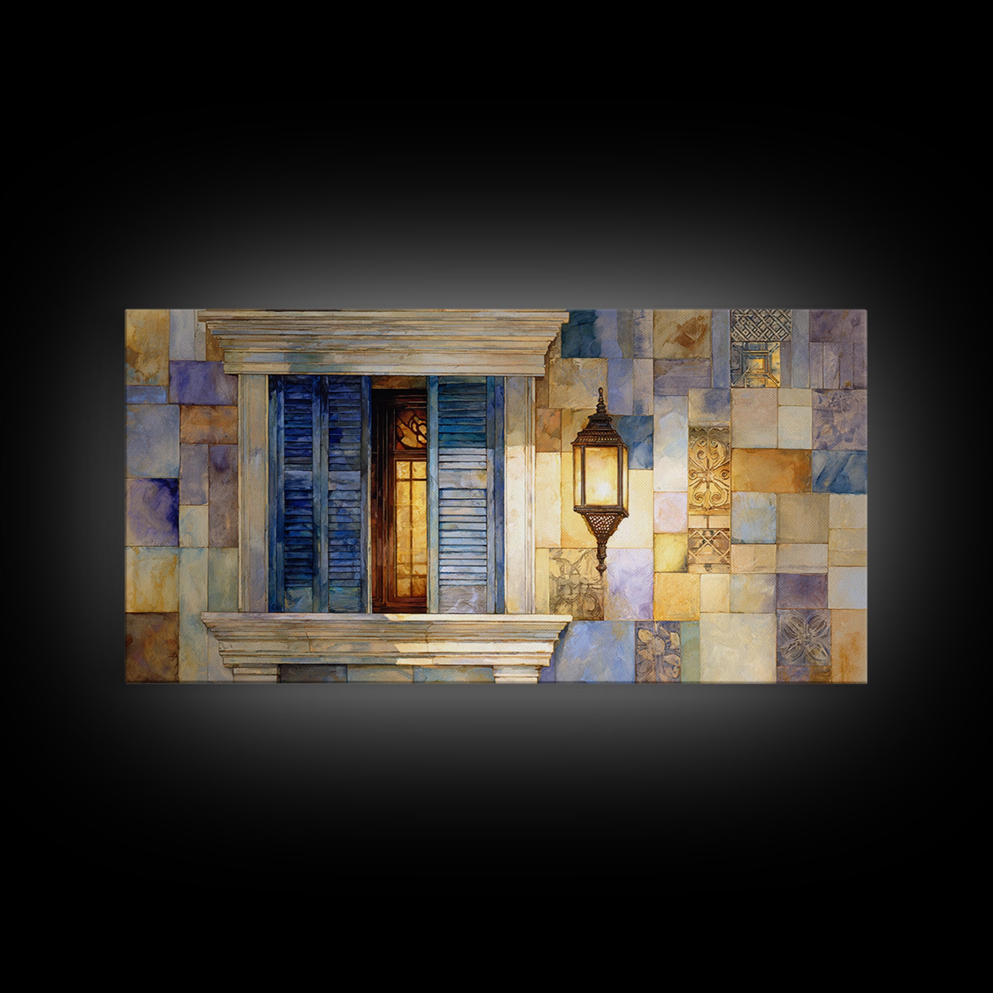 Weathered Window with Blue Shutters Canvas Print, French Country Art, Gallery Decor, Farmhouse Decor, Fine Art, Country, FCA-2x1-17
