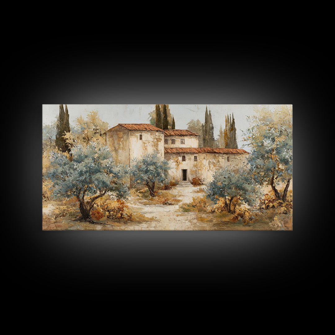 Sunlit Provence Olive Grove Framed Canvas Print, French Country Art, Neutral Decor, Farmhouse Decor, Fine Art, Country, FCA-2x1-25