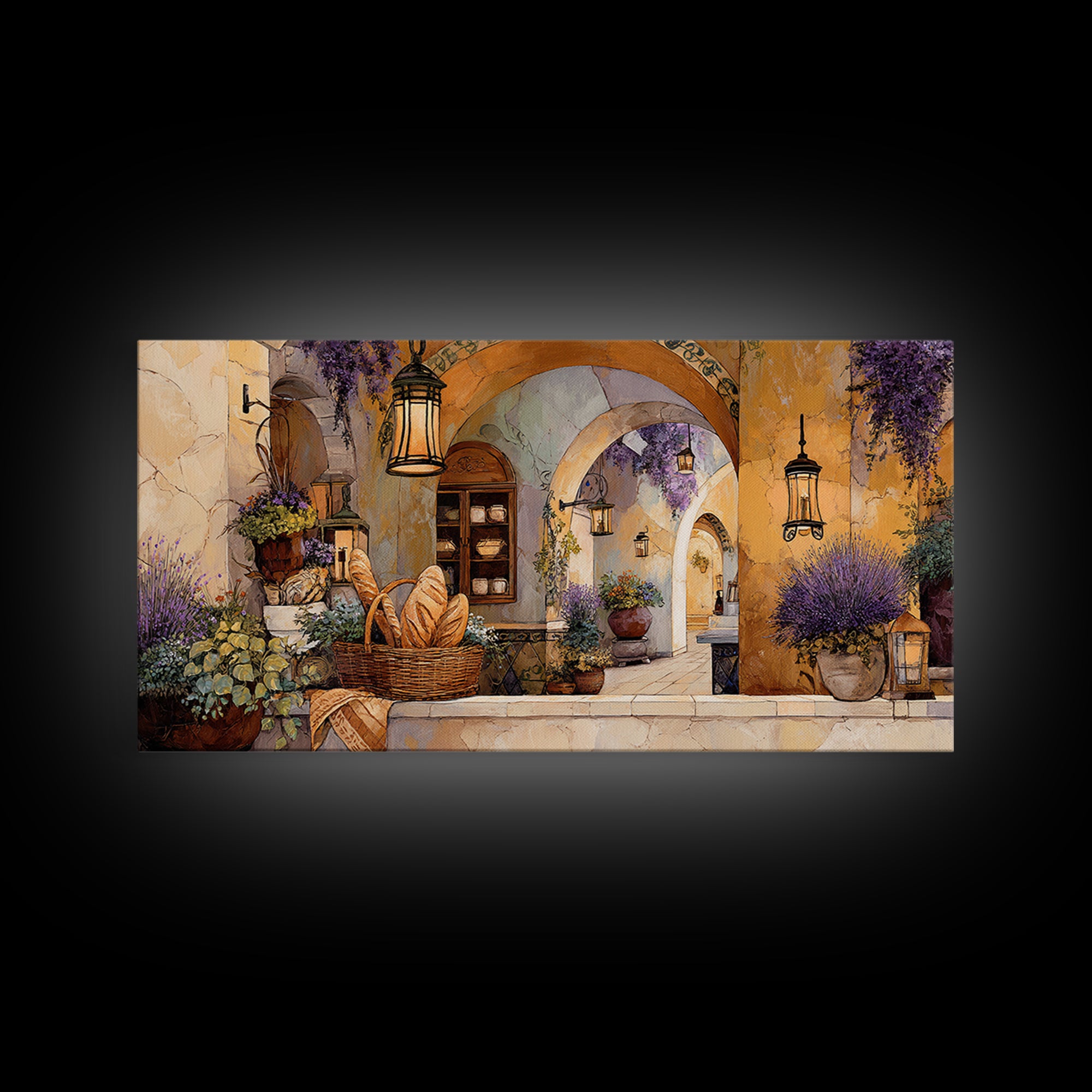 French Market Basket Framed Canvas Print, French Country Art, Above Bed Art, Farmhouse Decor, Fine Art, Country, FCA-2x1-27