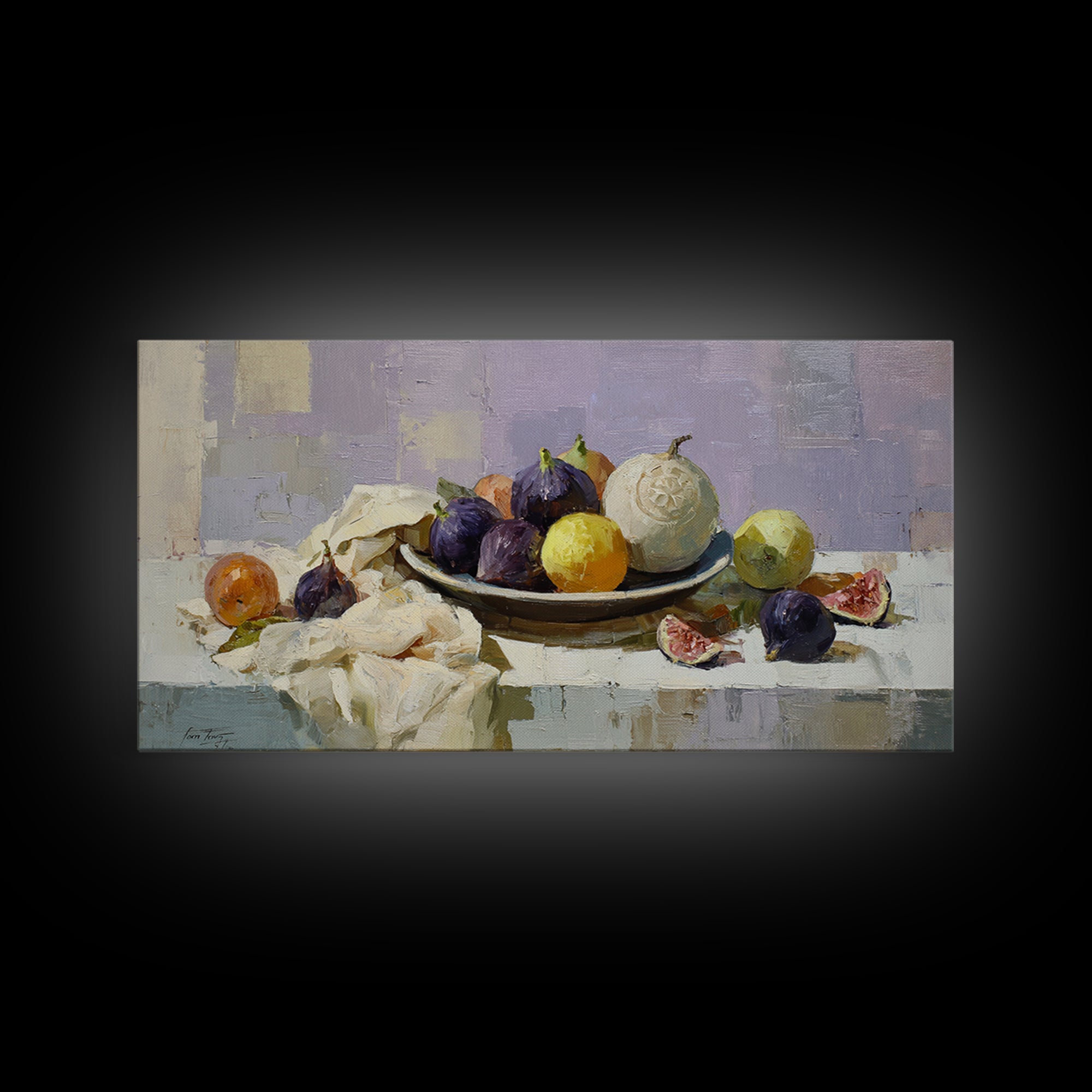 Figs on Ceramic Plate Canvas Print, French Country Art, Minimalist Decor, Farmhouse Decor, Abstract Art, Country, FCA-2x1-36