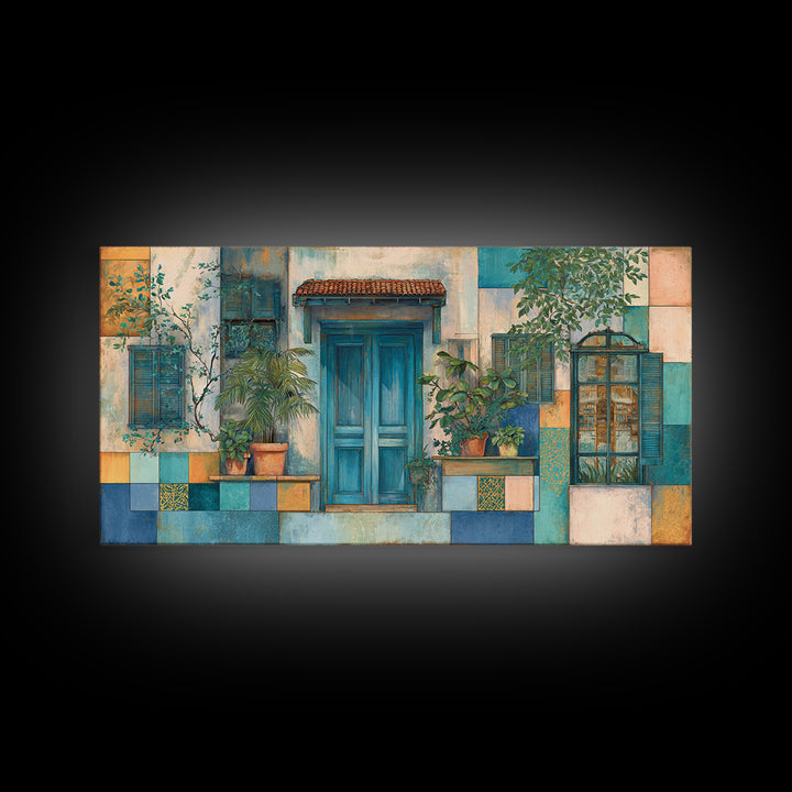 Weathered Window with Blue Shutters Canvas Print, French Country Art, Gallery Decor, Farmhouse Decor, Fine Art, Country, FCA-2x1-41