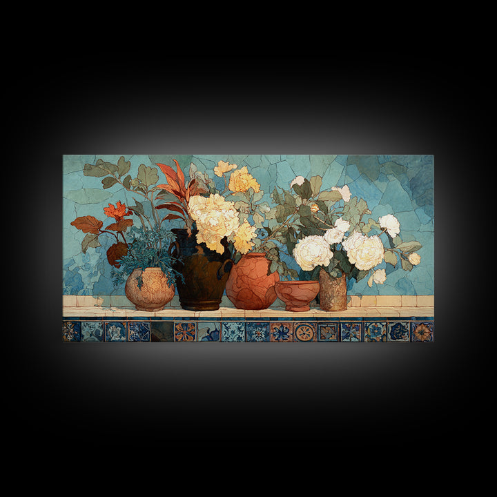 Antique Copper Pot and Flowers Still Life Canvas Print, French Country Art, Art Print, Farmhouse Decor, Fine Art, Country, FCA-2x1-44