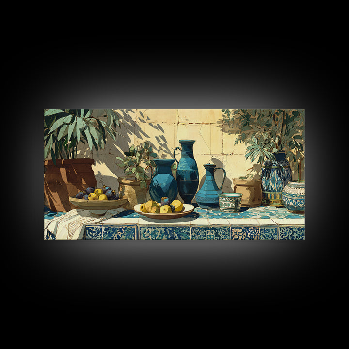 Figs on Ceramic Plate Framed Canvas Print, French Country Art, Printable Wall Art, Farmhouse Decor, Fine Art, Country, FCA-2x1-60