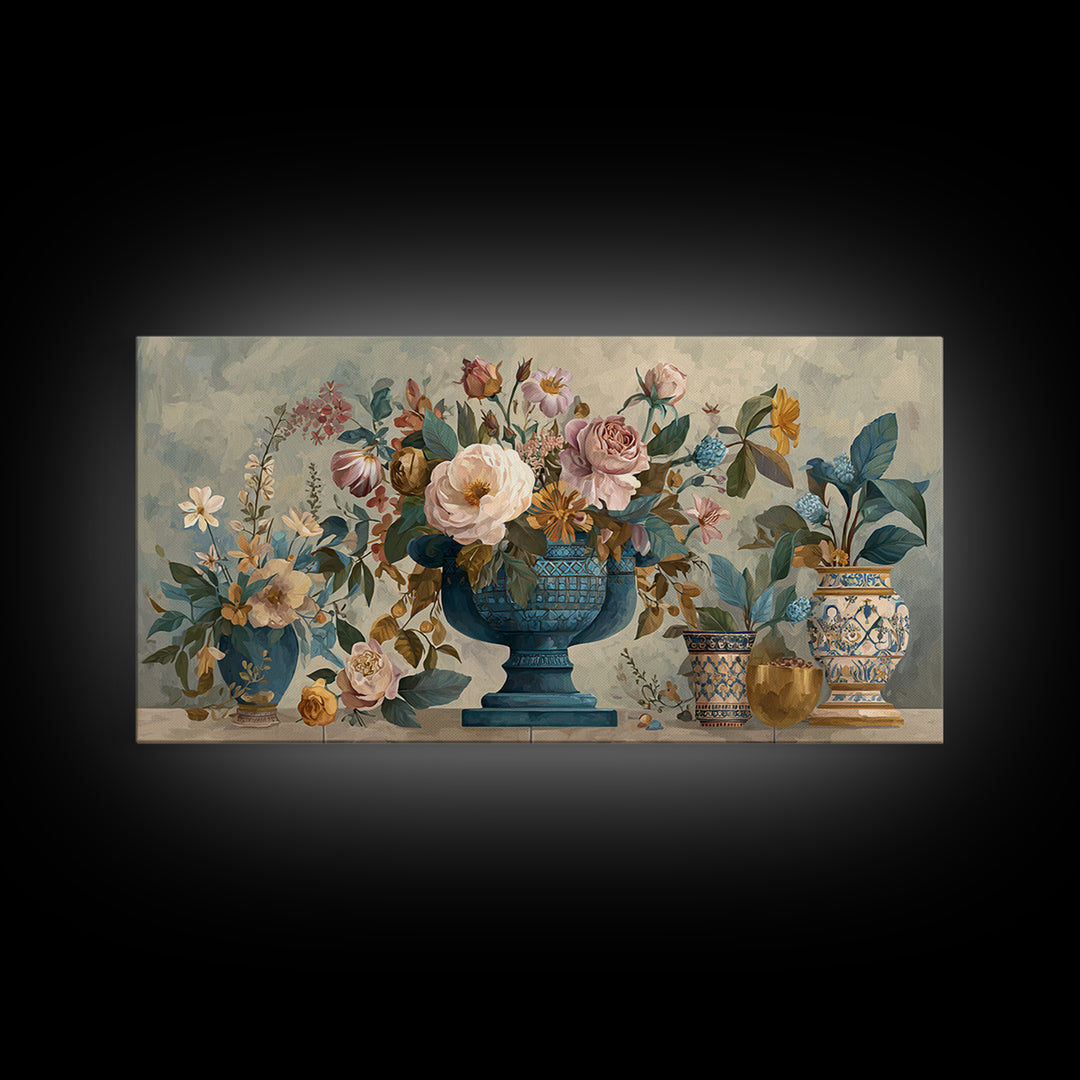 Ch Teau Garden Urn Canvas Print, French Country Art, Printable Art, Farmhouse Decor, Watercolor Art, Country, Eclectic Wall Art, FCA-2x1-63