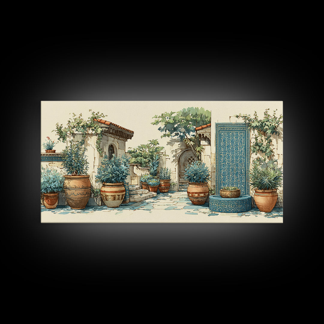 Terra Cotta Pots Framed Canvas Print, French Country Art, Floral Wall Art, Farmhouse Decor, Fine Art, Country, Gallery Decor, FCA-2x1-79