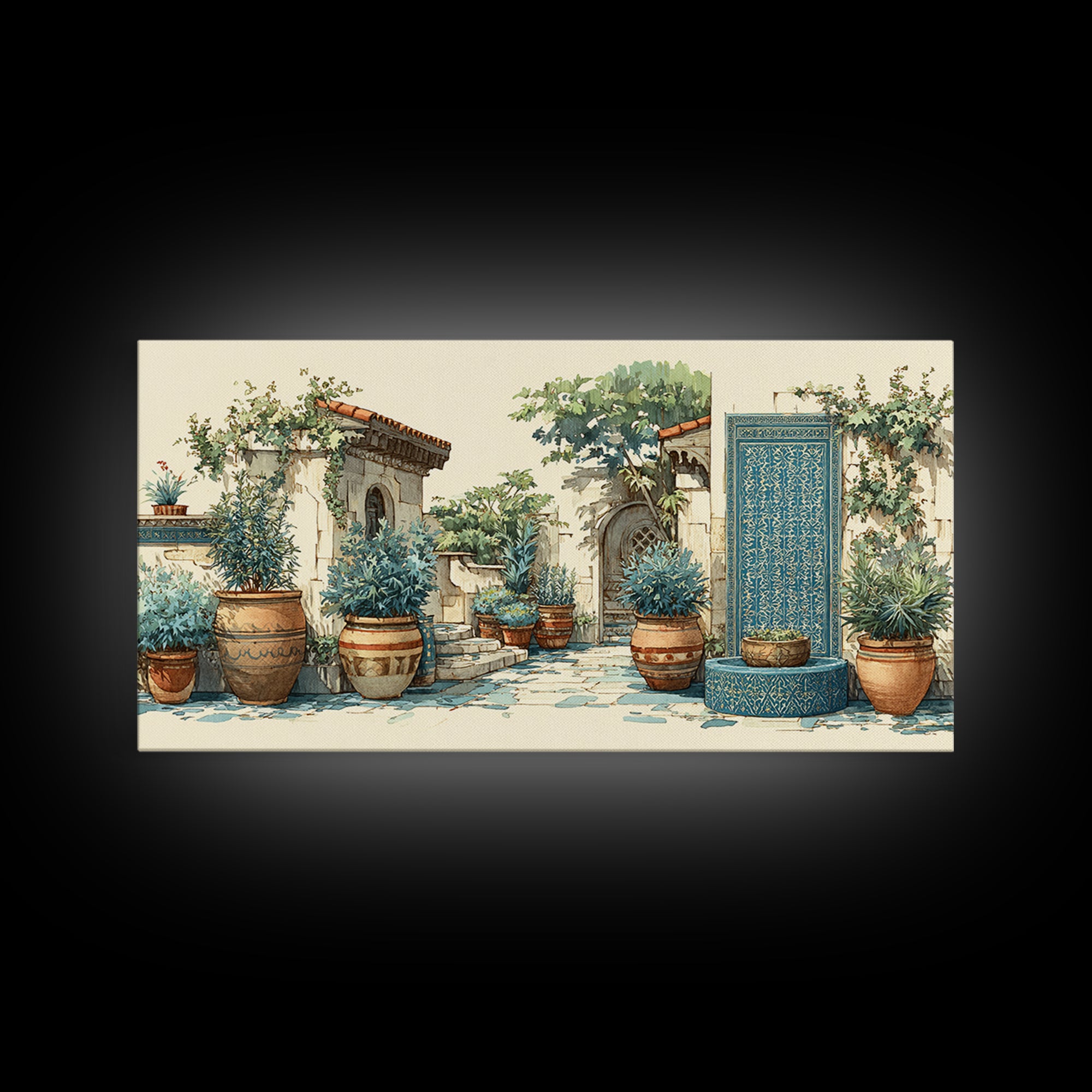 Terra Cotta Pots Framed Canvas Print, French Country Art, Floral Wall Art, Farmhouse Decor, Fine Art, Country, Gallery Decor, FCA-2x1-79