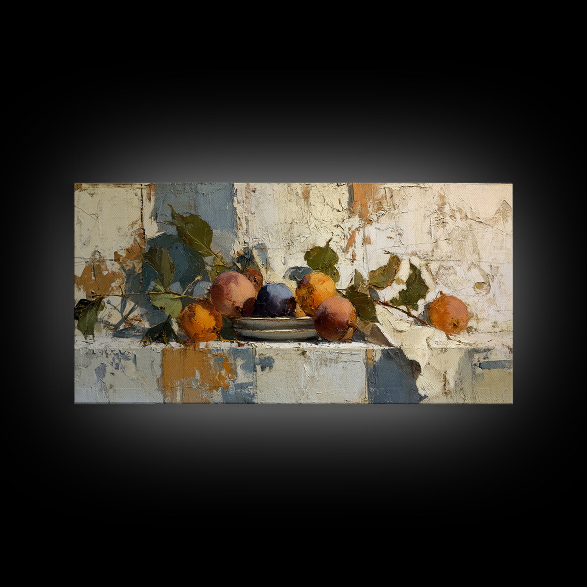 Figs on Ceramic Plate Framed Canvas Print, French Country Art, Farmhouse Wall Decor, Farmhouse Decor, Abstract Art, Country, FCA-2x1-84