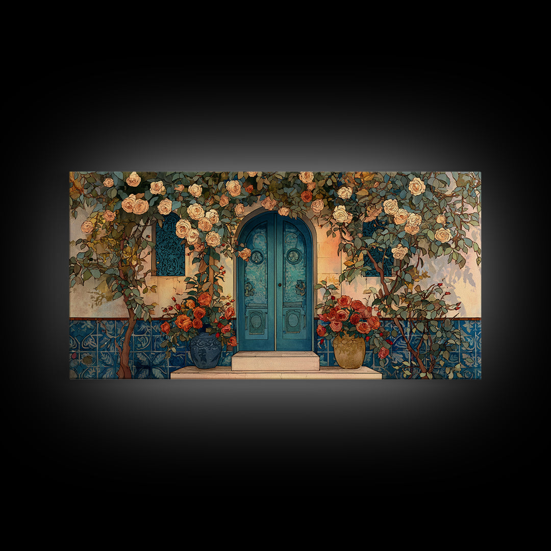Rustic Door Covered Framed Canvas Print, French Country Art, Textured Painting, Farmhouse Decor, Country, Home Decor Gift, FCA-2x1-85