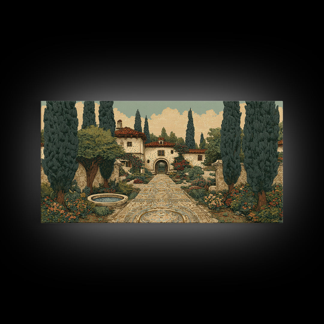 Country Lane Lined Framed Canvas Print, French Country Art, Contemporary Art, Farmhouse Decor, Abstract Art, Country, FCA-2x1-91
