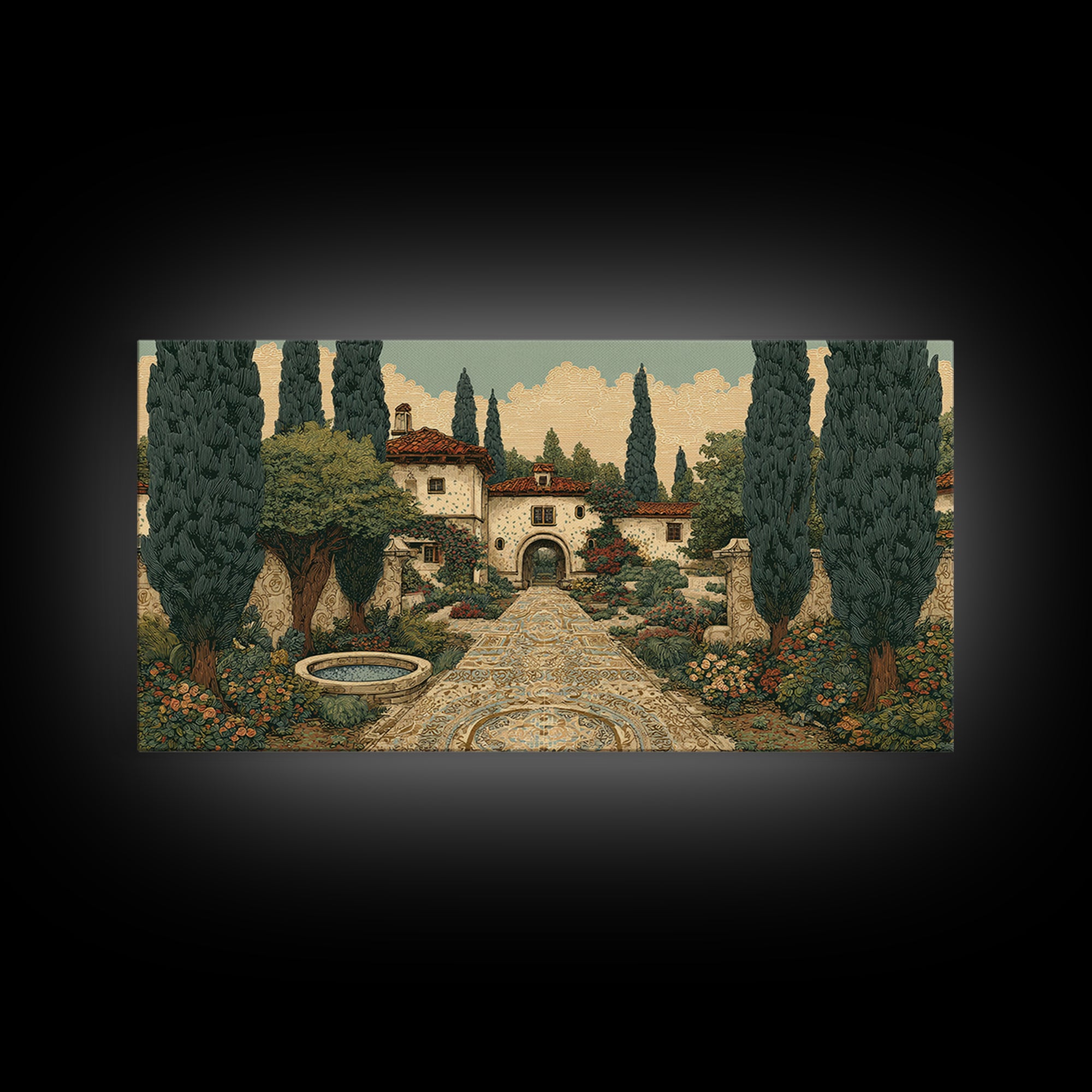 Country Lane Lined Framed Canvas Print, French Country Art, Contemporary Art, Farmhouse Decor, Abstract Art, Country, FCA-2x1-91