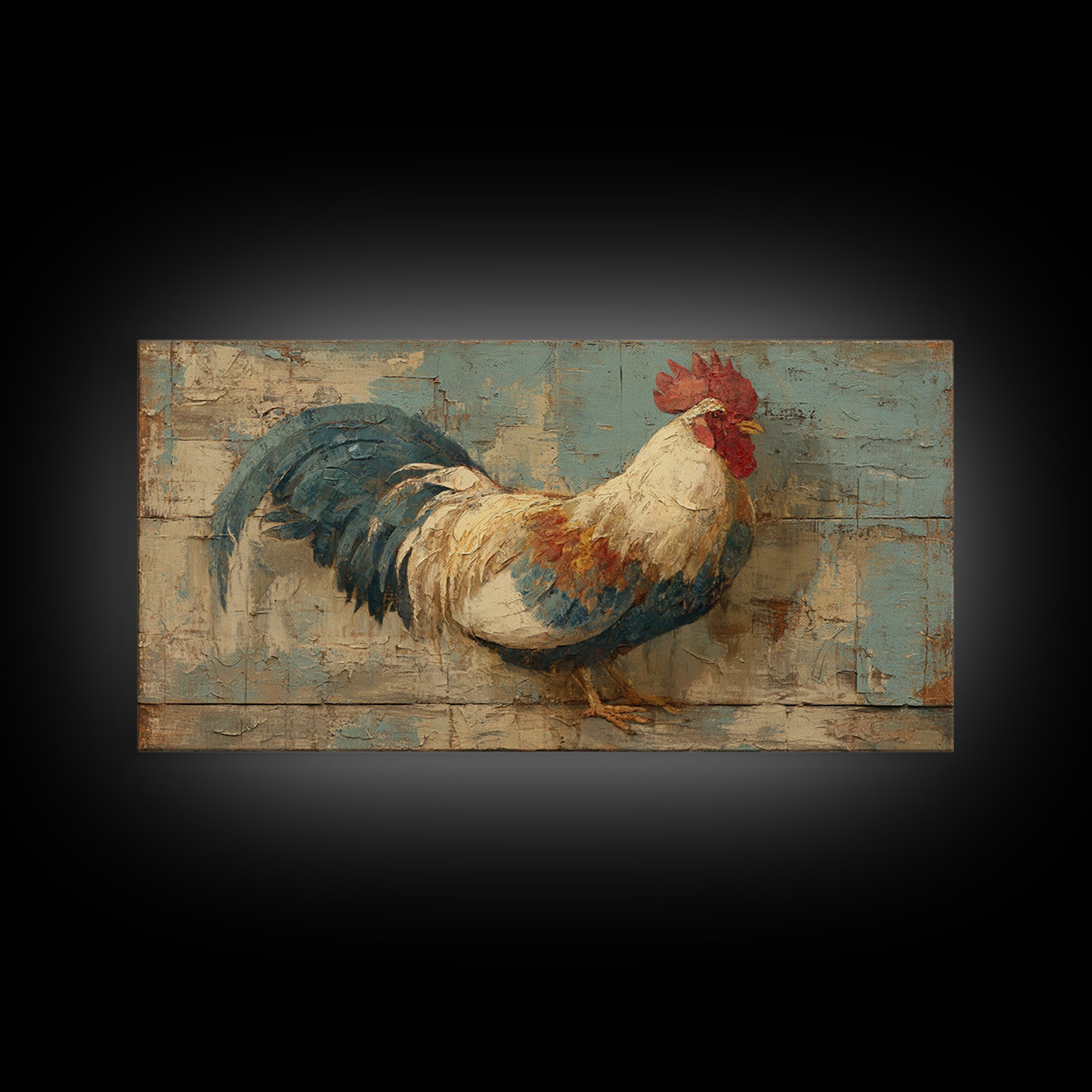 Rooster Portrait in Rustic French Palette Canvas Print, French Country Art, Luxury Decor, Farmhouse Decor, Fine Art, Country, FCA-2x1-94