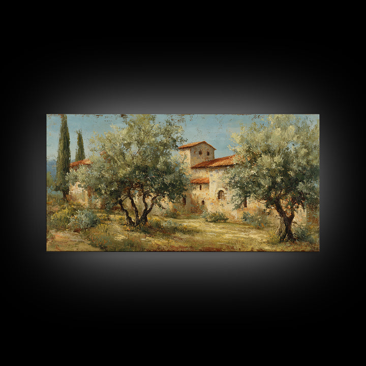 Sunlit Provence Olive Grove Framed Canvas Print, French Country Art, Contemporary Art, Farmhouse Decor, Fine Art, Country, FCA-2x1-97