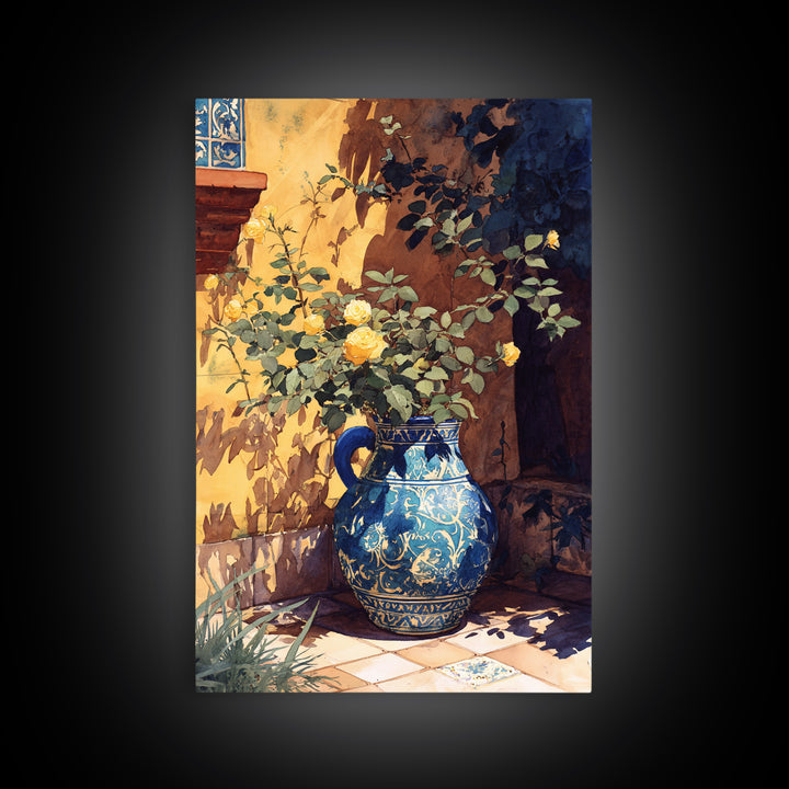 Blue and White Ceramic Pitcher Canvas Print, French Country Art, Home Decor Gift, Farmhouse Decor, Fine Art, Country, FCA-2x3-11