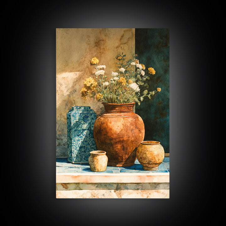 Antique Copper Pot and Flowers Still Life Canvas Print, French Country Art, Home Decor Gift, Farmhouse Decor, Fine Art, Country, FCA-2x3-32