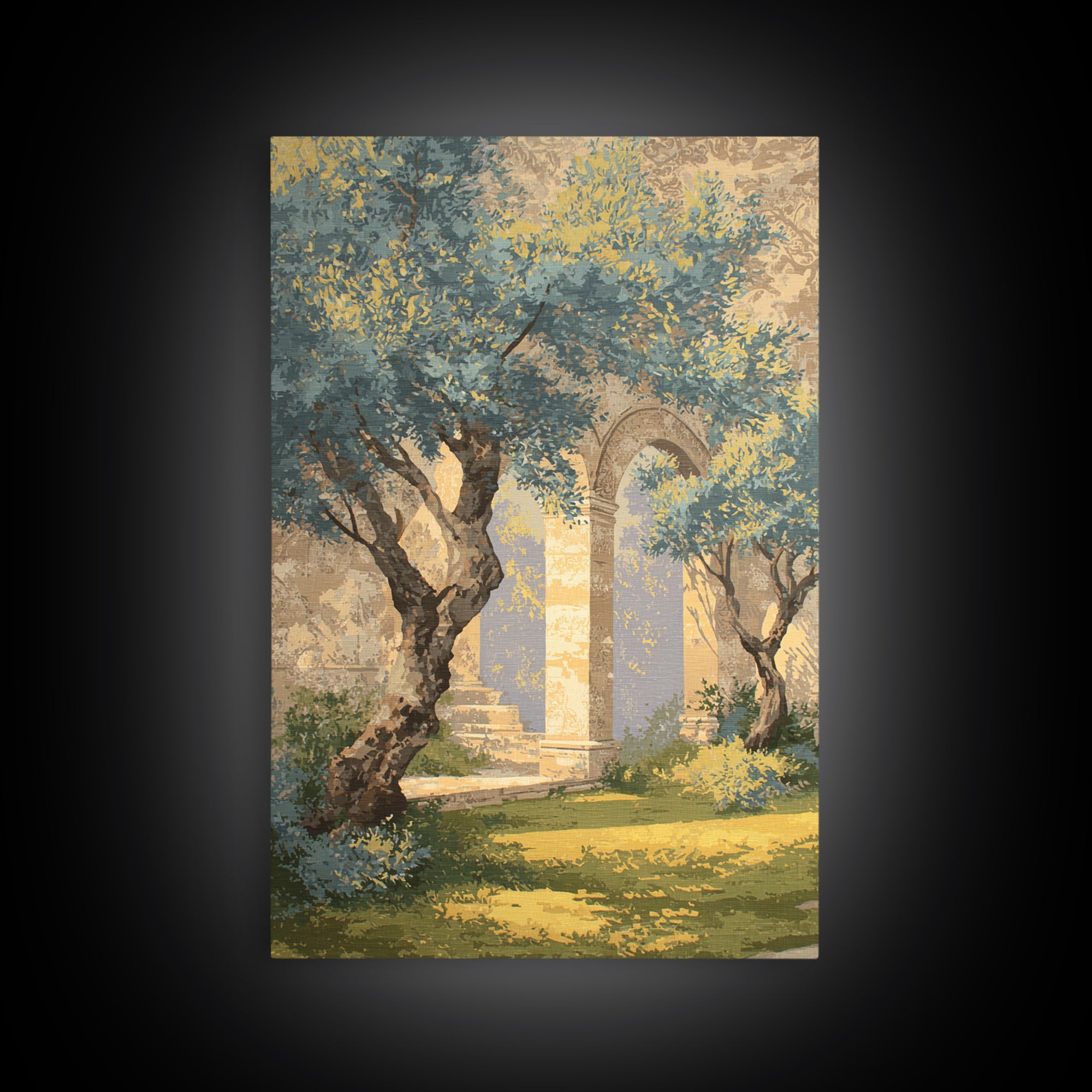 Sunlit Provence Olive Grove Framed Canvas Print, French Country Art, Neutral Decor, Farmhouse Decor, Fine Art, Country, FCA-2x3-37
