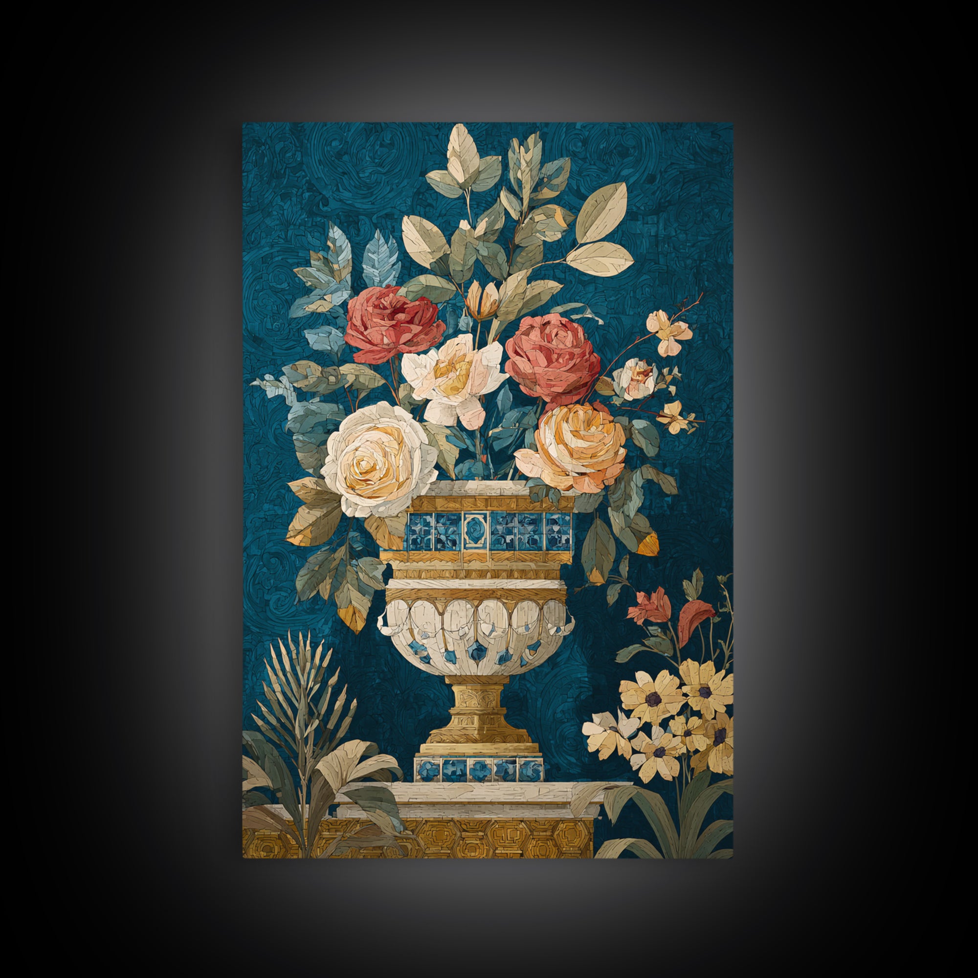 Ch Teau Garden Urn Framed Canvas Print, French Country Art, Digital Art Prints, Farmhouse Decor, Fine Art, Country, Home Decor, FCA-2x3-51
