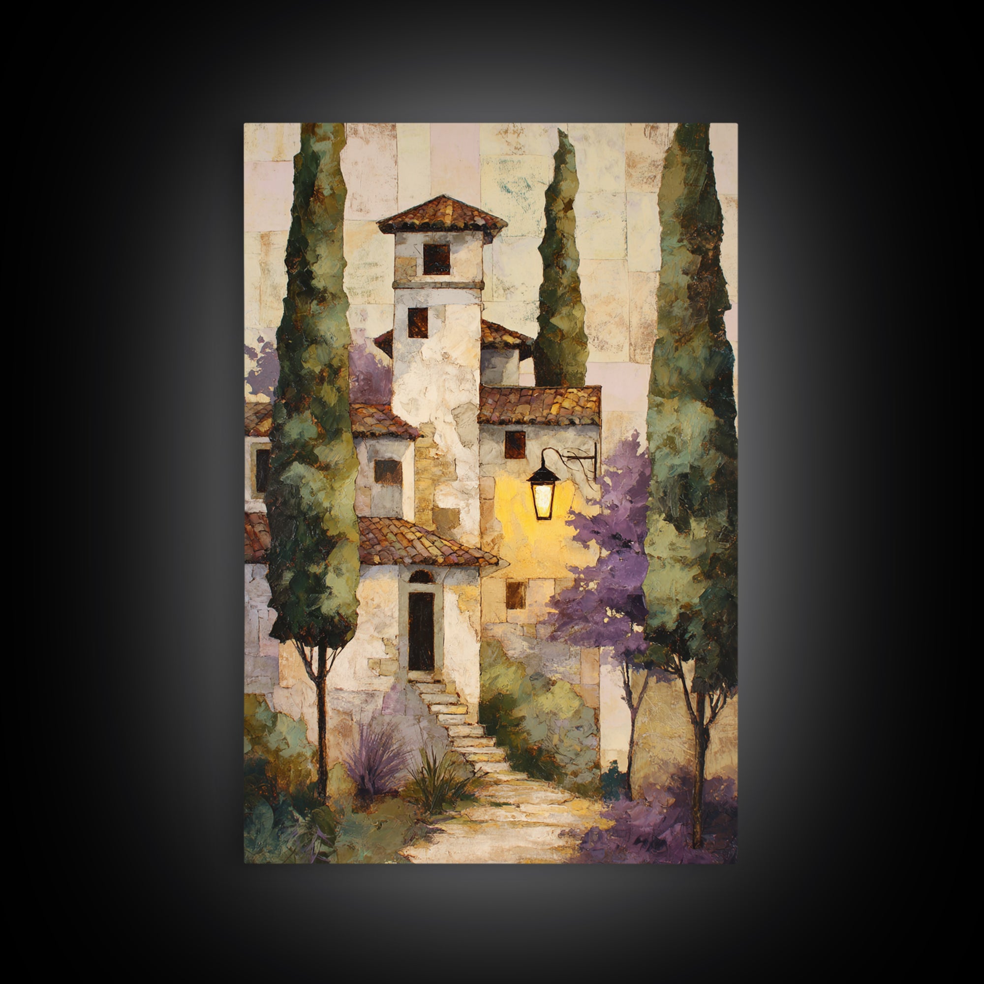 Country Lane Lined Framed Canvas Print, French Country Art, Floral Wall Art, Farmhouse Decor, Fine Art, Country, Gallery Decor, FCA-2x3-55