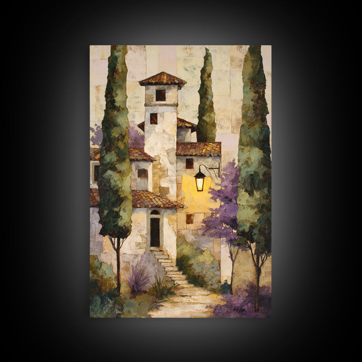 Country Lane Lined Framed Canvas Print, French Country Art, Floral Wall Art, Farmhouse Decor, Fine Art, Country, Gallery Decor, FCA-2x3-55